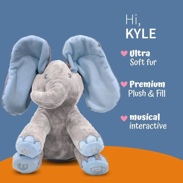 Animated Singing Elephant Plush Toy with Moving Ears, 30x19cm | Musical Elephant with Wiggling Ears | Plush Toys