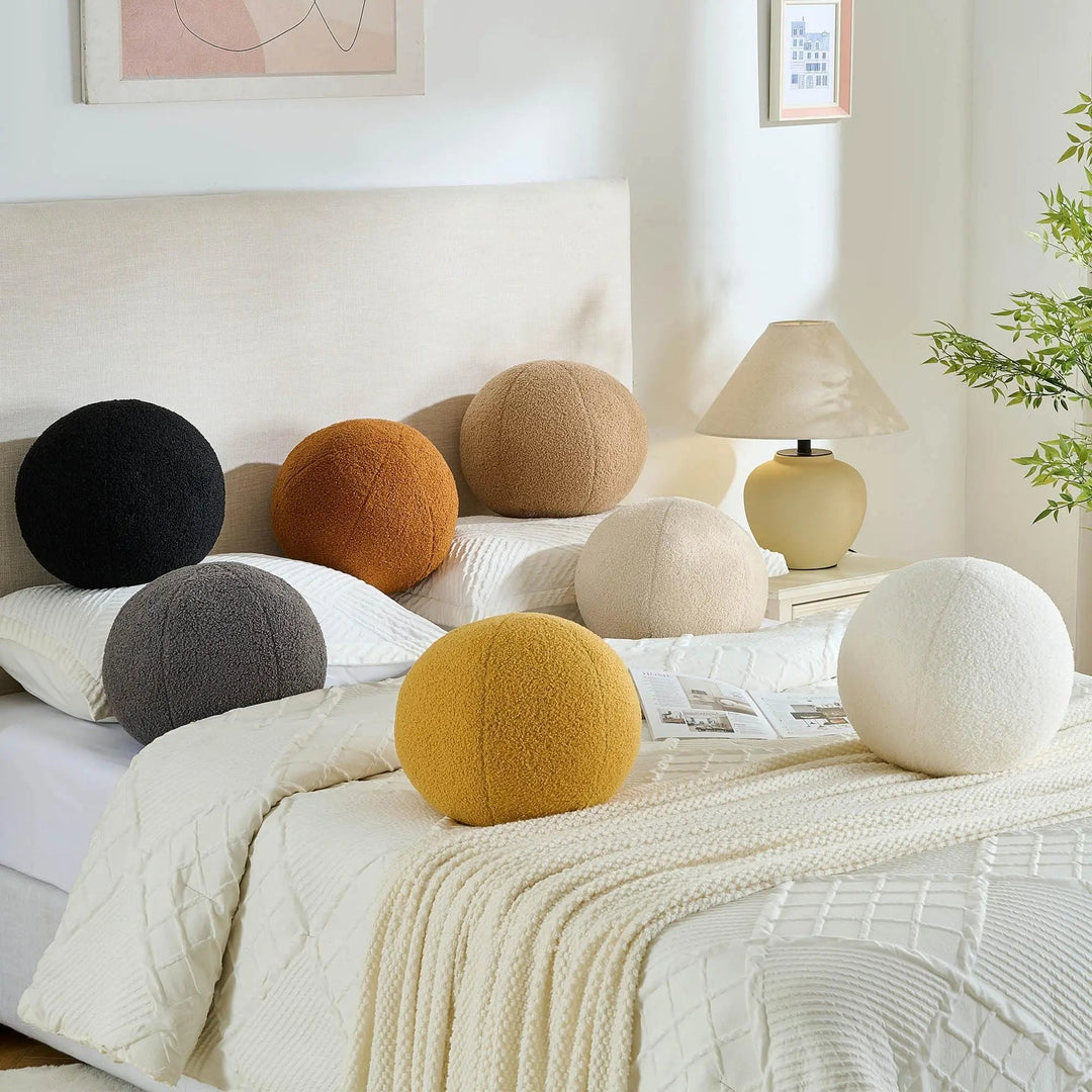Round Ball Decorative Pillow with Dense Plush Fill and Smooth Finish | Sculptural Round Accent Pillow | Decorative Pillows