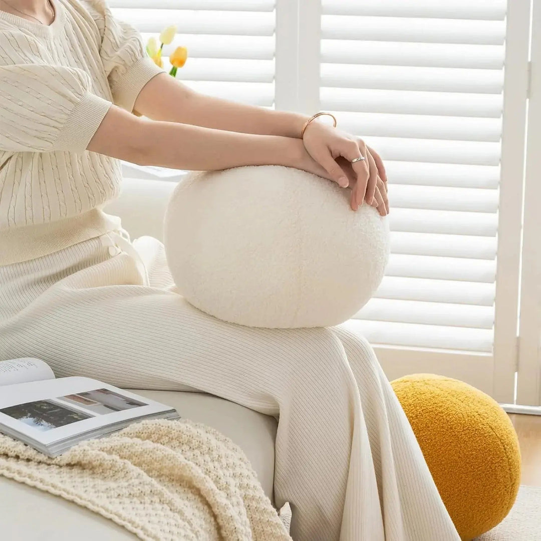 Round Ball Decorative Pillow with Dense Plush Fill and Smooth Finish | Sculptural Round Accent Pillow | Decorative Pillows