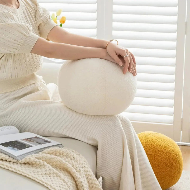 Round Ball Decorative Pillow with Dense Plush Fill and Smooth Finish | Sculptural Round Accent Pillow | Decorative Pillows