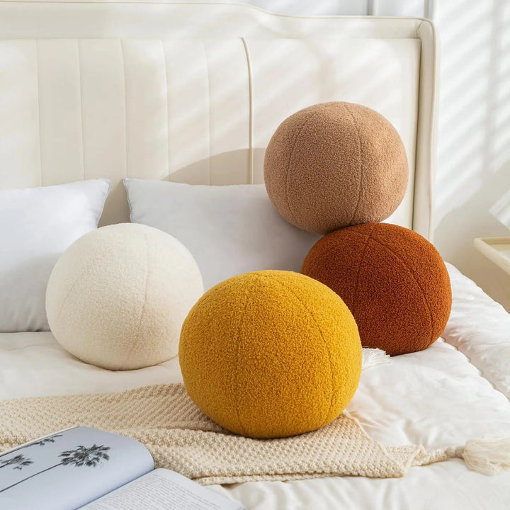 Round Ball Decorative Pillow with Dense Plush Fill and Smooth Finish | Sculptural Round Accent Pillow | Decorative Pillows