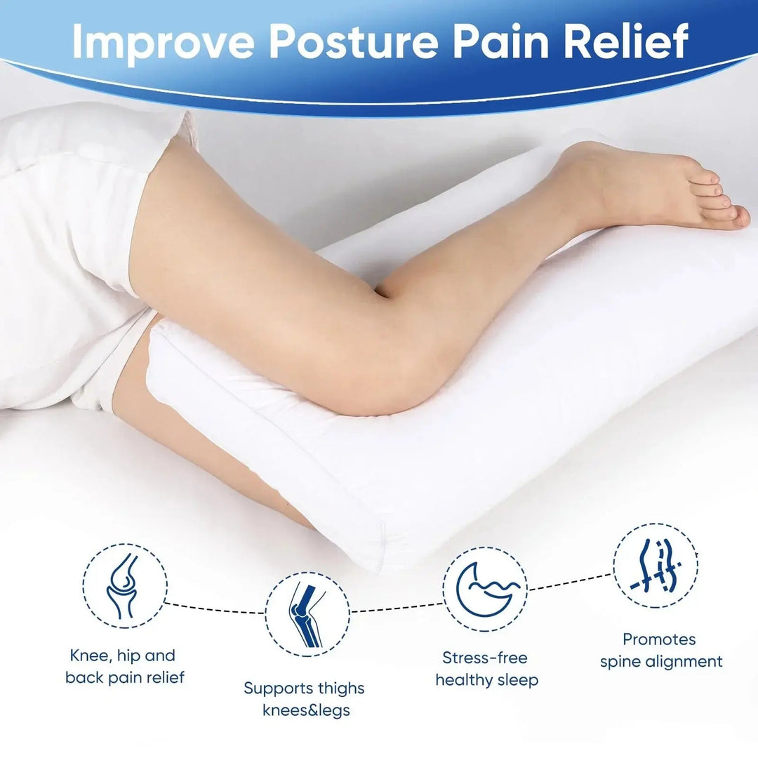 Cotton-Covered Knee Pillow with Down-Alternative Fill | Soft Leg Support for Side Sleepers | Knee Pillows