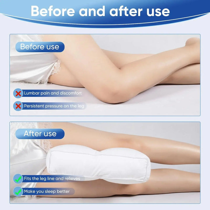 Cotton-Covered Knee Pillow with Down-Alternative Fill | Soft Leg Support for Side Sleepers | Knee Pillows