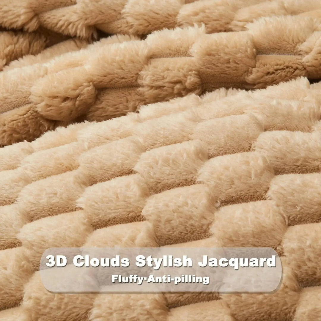 3D Cloud Jacquard Fleece Blanket in Silky Flannel | Soft Raised-Texture Warmth | Throw Blankets