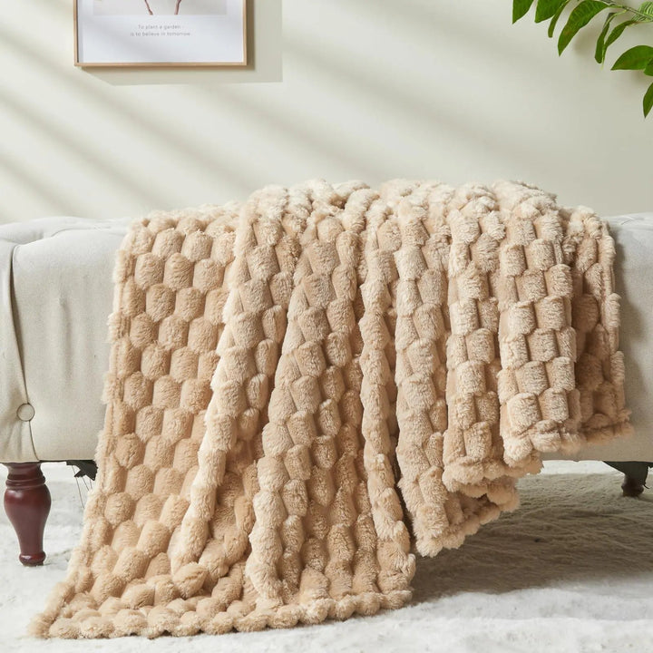 3D Cloud Jacquard Fleece Blanket in Silky Flannel | Soft Raised-Texture Warmth | Throw Blankets