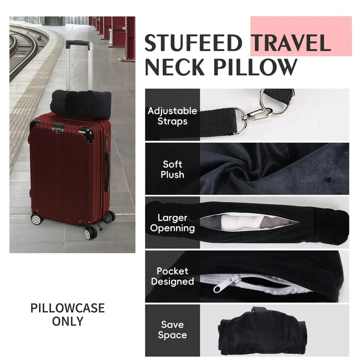 Stuffable Travel Neck Pillow You Fill with Clothes | Pillow and Packing Space in One | Travel Pillows