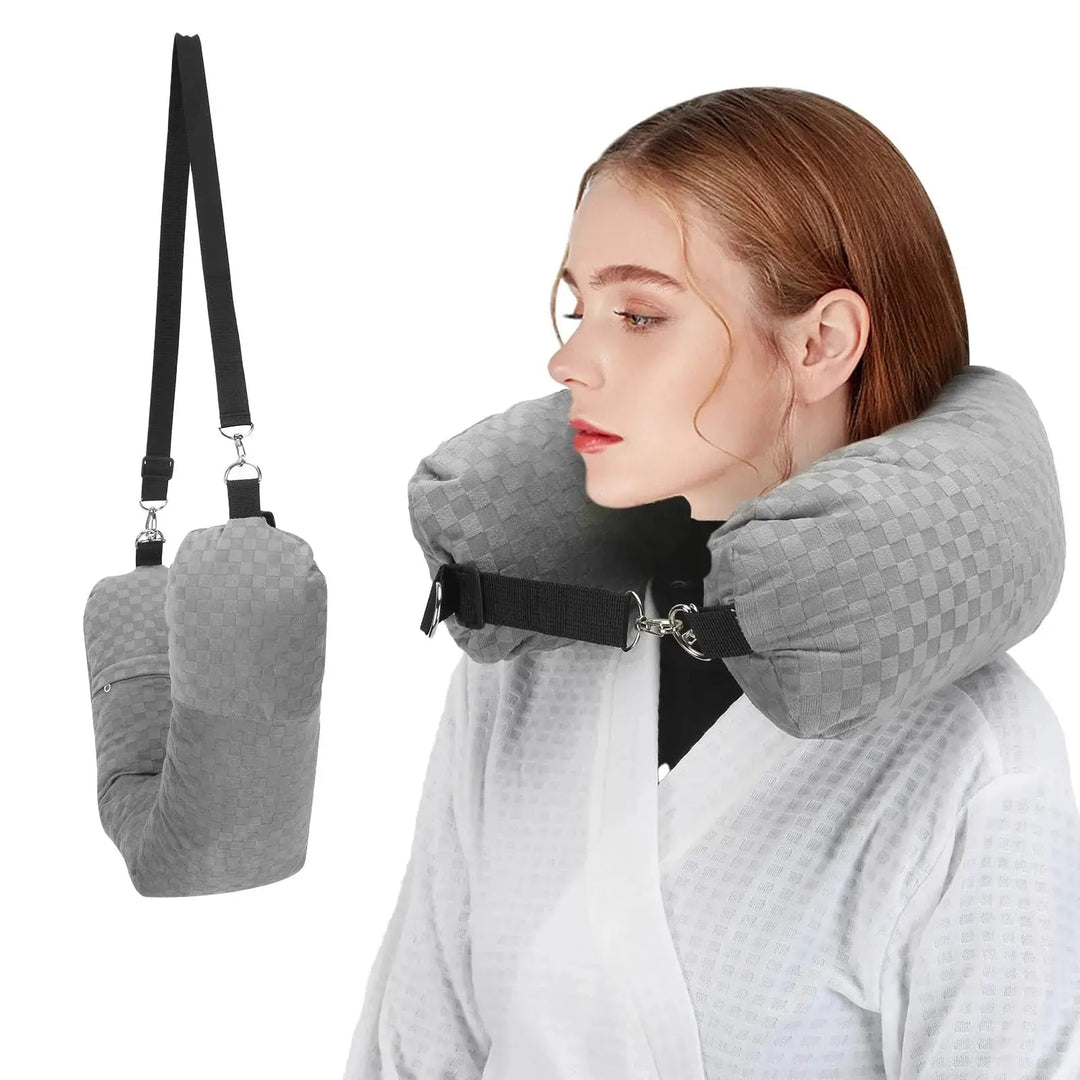 Fillable Lycra Travel Neck Pillowcase with Waterproof Carry Bag | Pack Clothes Into a Neck Pillow | Travel Pillows