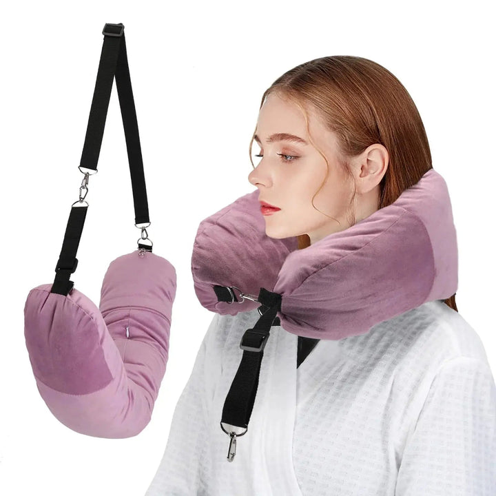 Stuffable Travel Neck Pillow You Fill with Clothes | Pillow and Packing Space in One | Travel Pillows
