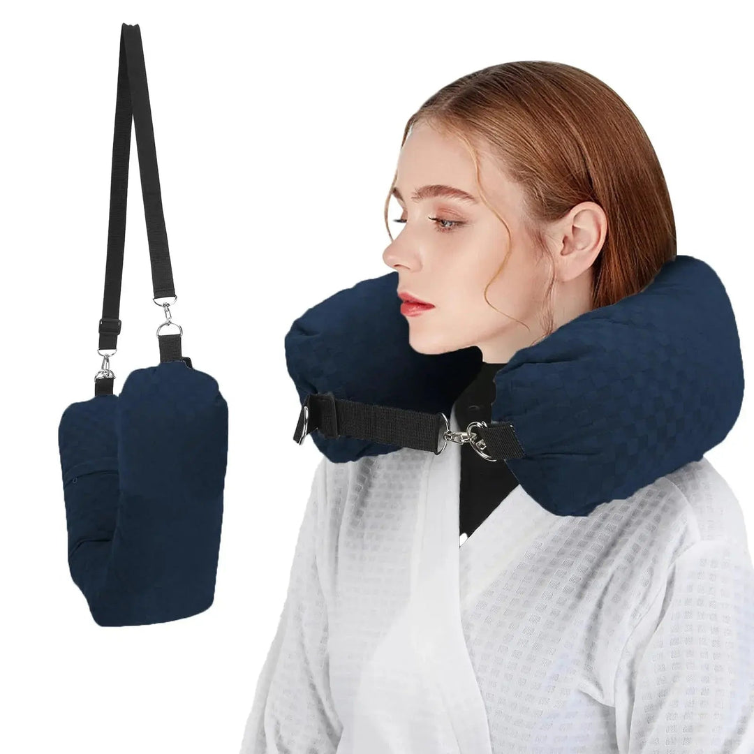 Stuffable Travel Neck Pillow You Fill with Clothes | Pillow and Packing Space in One | Travel Pillows