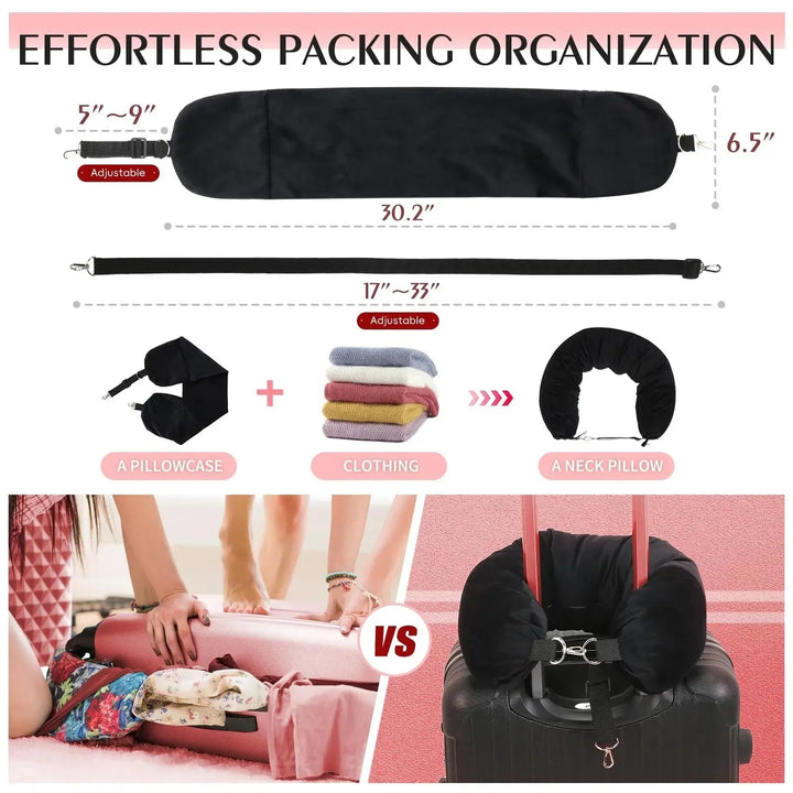 Stuffable Travel Neck Pillow You Fill with Clothes | Pillow and Packing Space in One | Travel Pillows