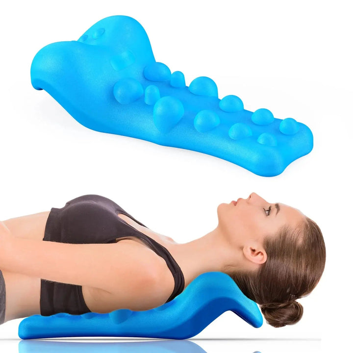 C-Shaped Neck and Back Stretcher Pillow with Massage Points | Stretch Out After Screen Time | Specialty Pillows