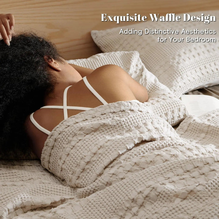 Cotton Waffle Weave Summer Blanket in Double, Queen and King | Breathable Comfort for Warm Nights | Throw Blankets