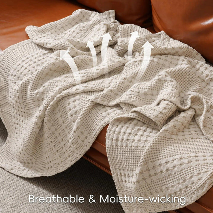 Cotton Waffle Weave Summer Blanket in Double, Queen and King | Breathable Comfort for Warm Nights | Throw Blankets