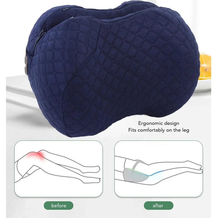Knitted Memory Foam Leg Pillow with Curved Ergonomic Shape, 11x8 Inch | Compact Curved Pillow for Resting | Leg Pillows