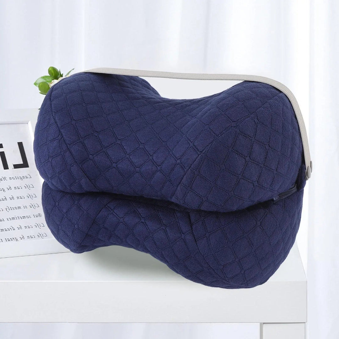 Knitted Memory Foam Leg Pillow with Curved Ergonomic Shape, 11x8 Inch | Compact Curved Pillow for Resting | Leg Pillows