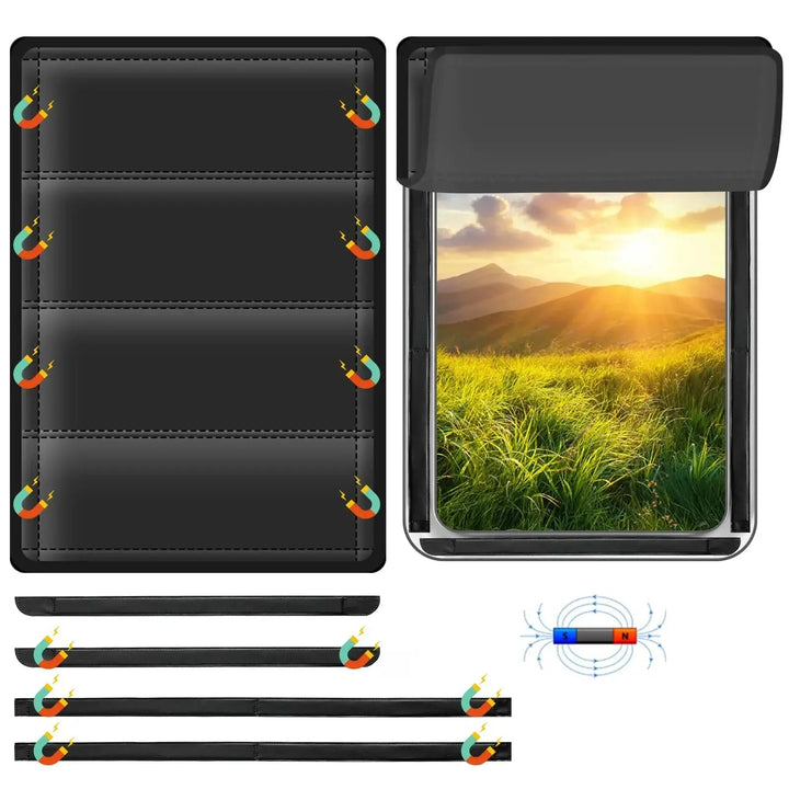 Foldable Magnetic Blackout Window Cover with UV Protection for RVs | Magnetic Privacy Shade for Travel | Blackout Curtains