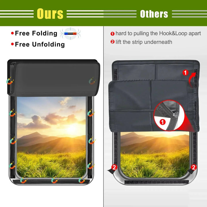 Foldable Magnetic Blackout Window Cover with UV Protection for RVs | Magnetic Privacy Shade for Travel | Blackout Curtains