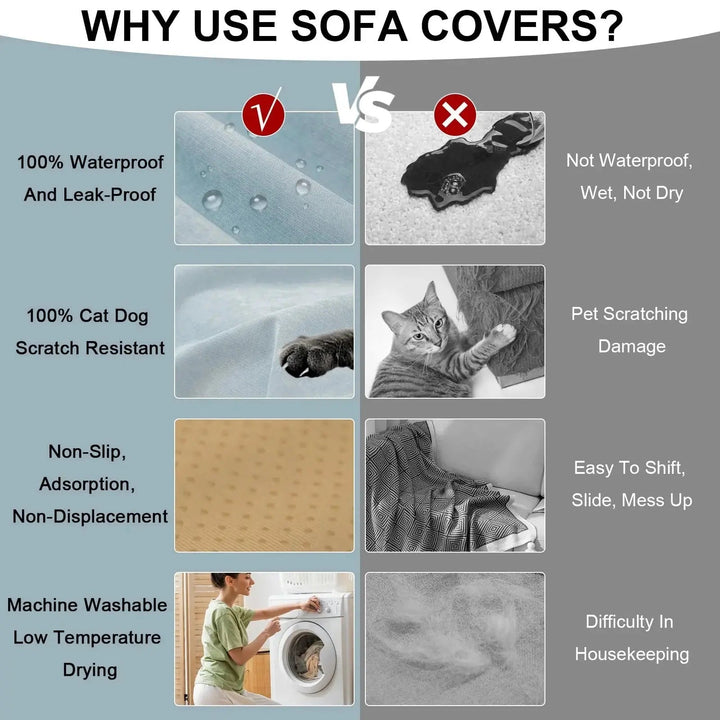 Waterproof Non-Slip Sofa Cover in Four Sizes | Protect Your Couch Daily | Sofa Covers