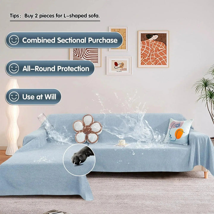 Waterproof Anti-Slip Solid Color Sofa Cover in Light Blue | Spill-Resistant Sofa Protection | Sofa Covers