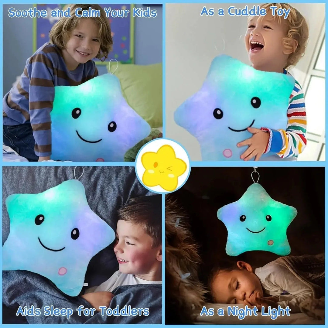 Twinkle Star LED Plush Pillow with Soft Glow, 9 Inch | Glowing Star Cushion for Cosy Rooms | Plush Pillows