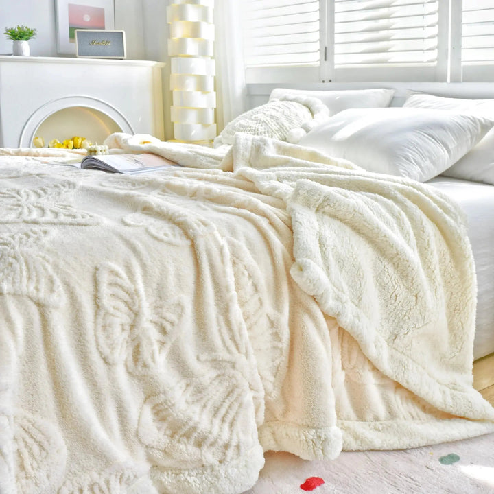Coral Fleece Flannel Blanket in Solid White for Home and Office | Lightweight Coral Fleece Layer | Throw Blankets
