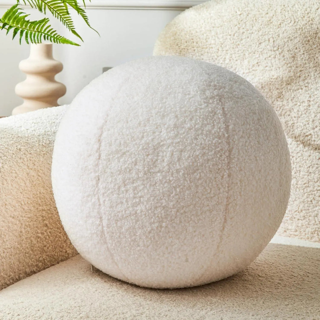 Round Ball Decorative Pillow with Dense Plush Fill and Smooth Finish | Sculptural Round Accent Pillow | Decorative Pillows