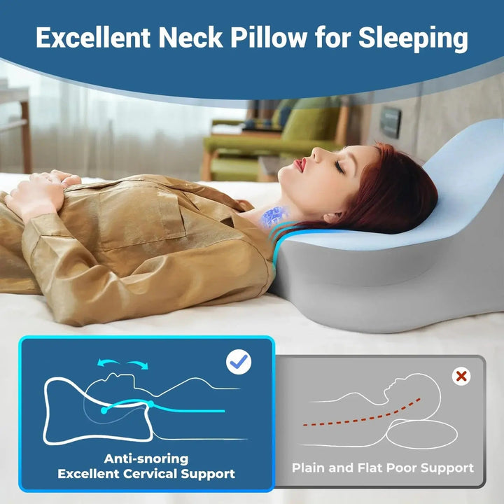 Adjustable Memory Foam Cervical Pillow for Sleep in Three Colours | Customisable Pillow Height | Bed Pillows