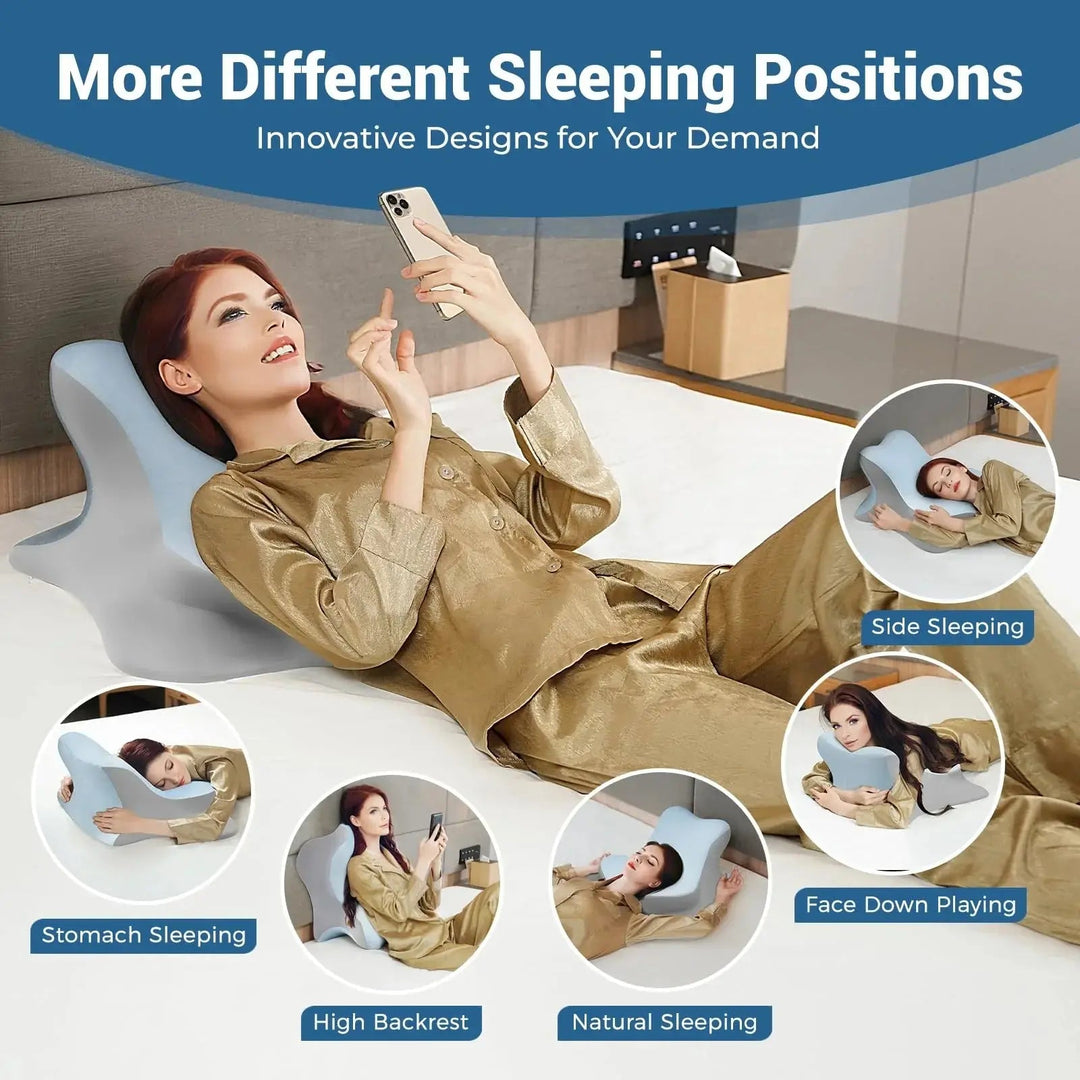 Dual-Curve Memory Foam Wedge Pillow with Ice Silk Cover | Cool Support for Reading and Rest | Wedge Pillows