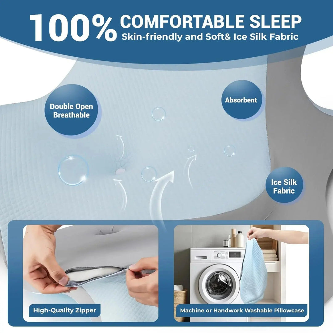Adjustable Memory Foam Cervical Pillow for Sleep in Three Colours | Customisable Pillow Height | Bed Pillows