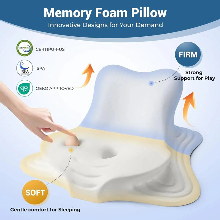 Dual-Curve Memory Foam Wedge Pillow with Ice Silk Cover | Cool Support for Reading and Rest | Wedge Pillows
