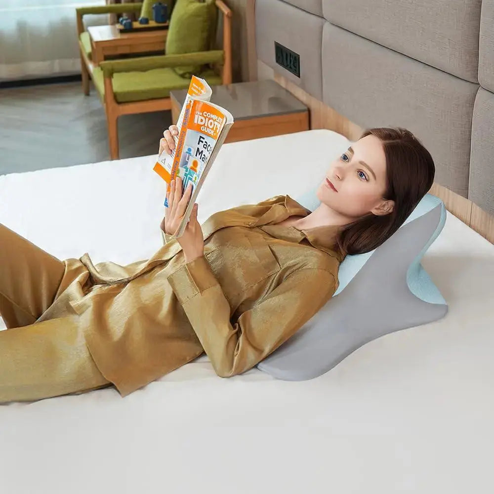 Dual-Curve Memory Foam Lounge Pillow for Reading in Bed | Comfortable Reading Support | Reading Pillows