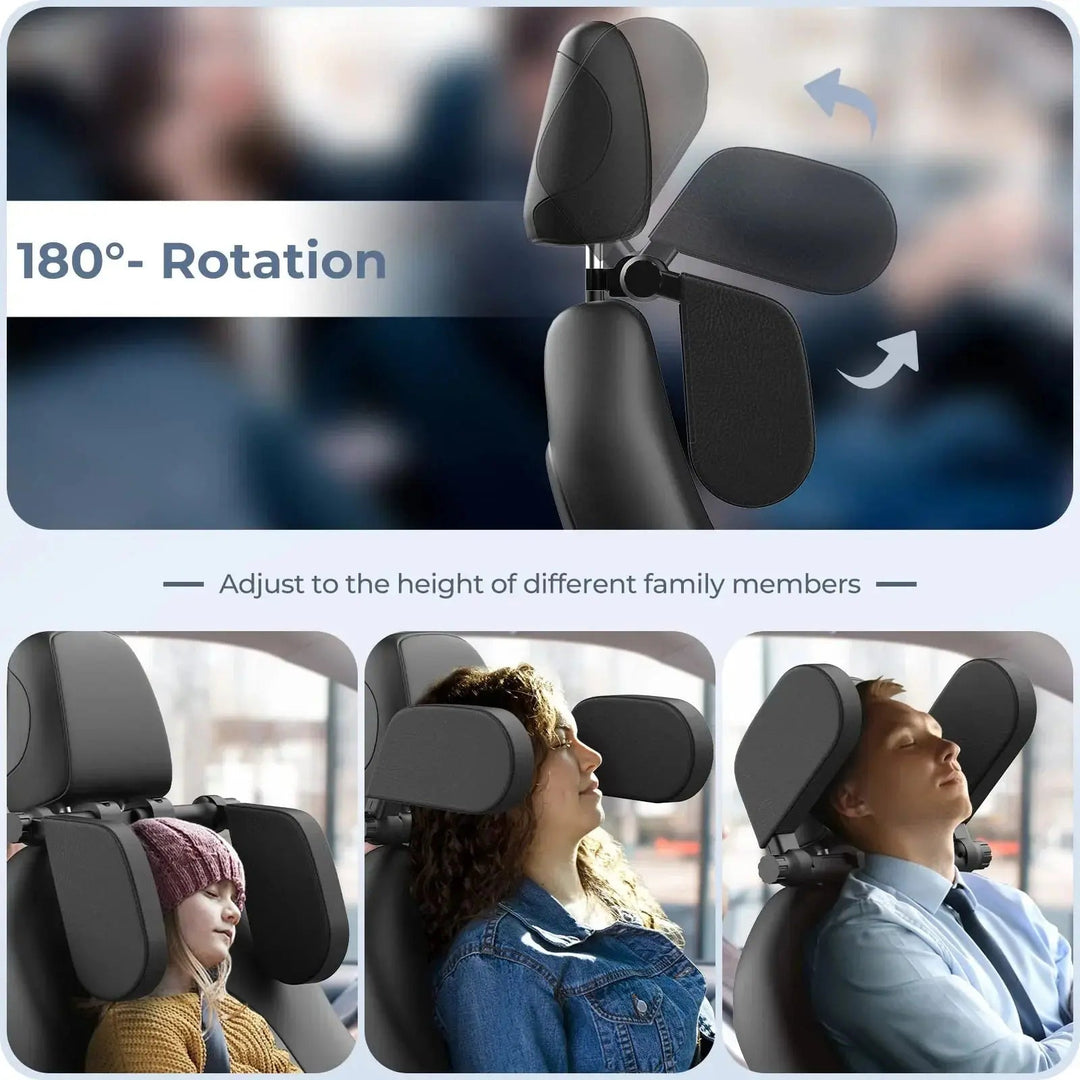 Adjustable Car Headrest Pillow with Rotating Side Wings | Side Support for Car Naps | Travel Pillows