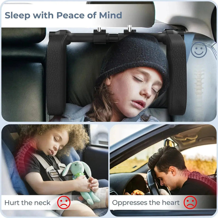Adjustable Car Headrest Pillow with Rotating Side Wings | Side Support for Car Naps | Travel Pillows