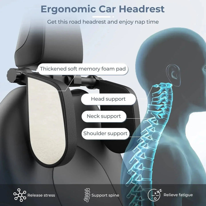 Adjustable U-Shaped Car Seat Travel Pillow with Rotating Side Supports | Side Support for Passengers | Travel Pillows