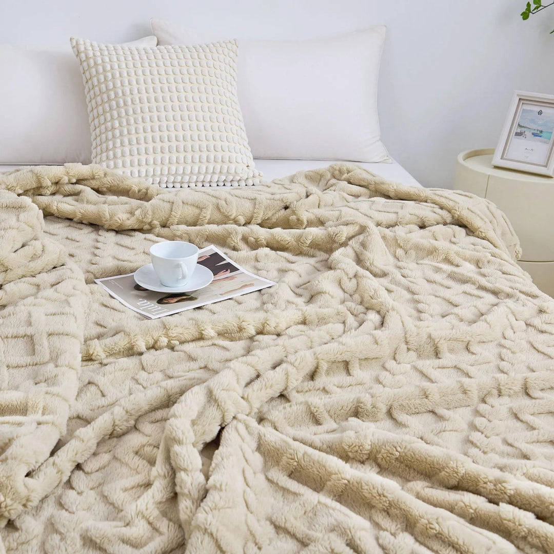 Lamb Velvet Flannel Blanket with Plush Lining | Cozy Breathable Warmth | Throw Blankets