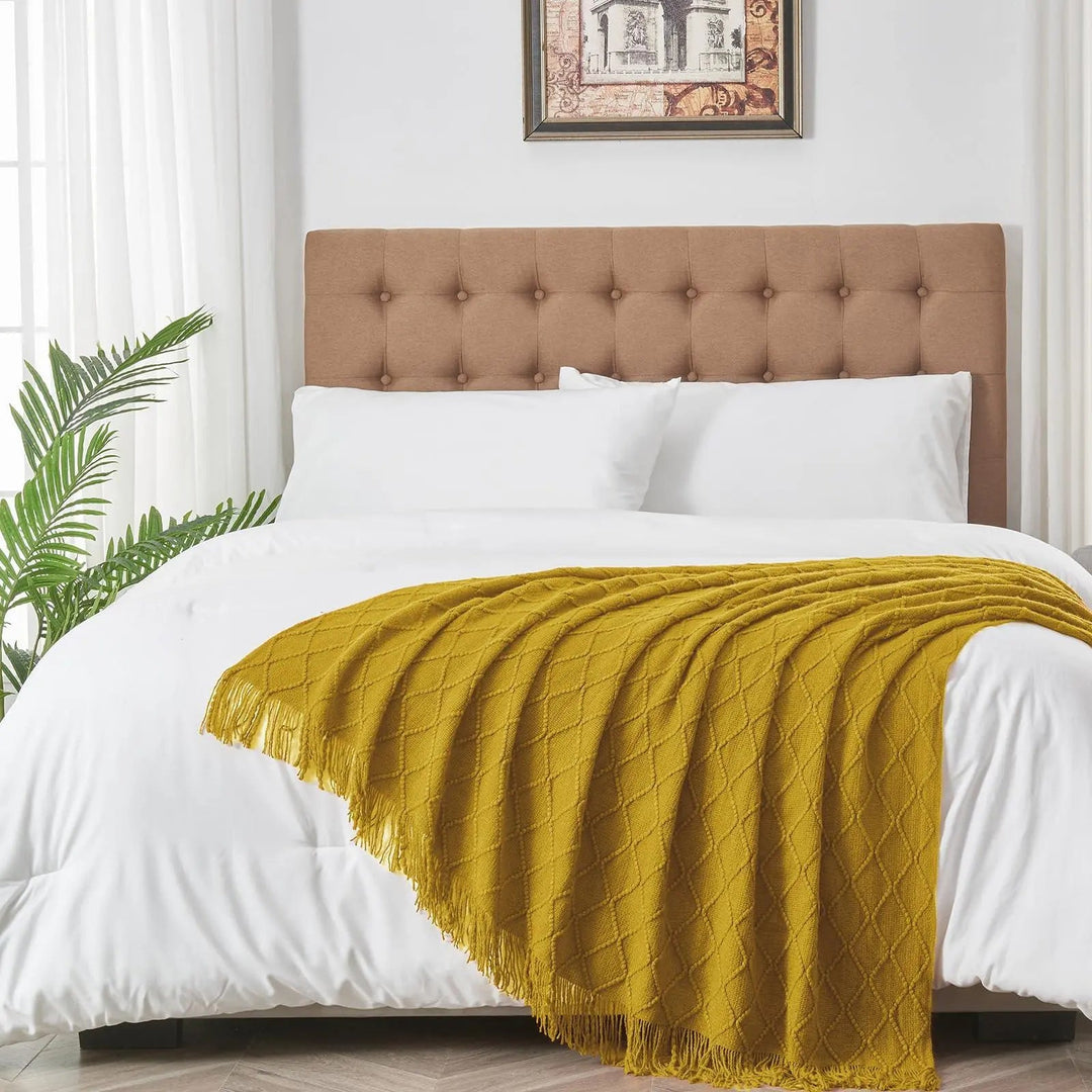 Nordic Open Knit Throw Blanket with Tassel Edges | Textured Warmth for Sofa and Bed | Throw Blankets
