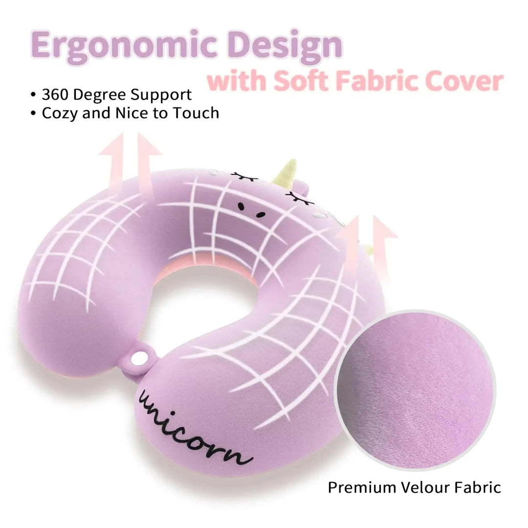 Unicorn Plush U-Shaped Memory Foam Travel Neck Pillow 12 Inch | Playful Neck Cushion for Journeys | Travel Pillows