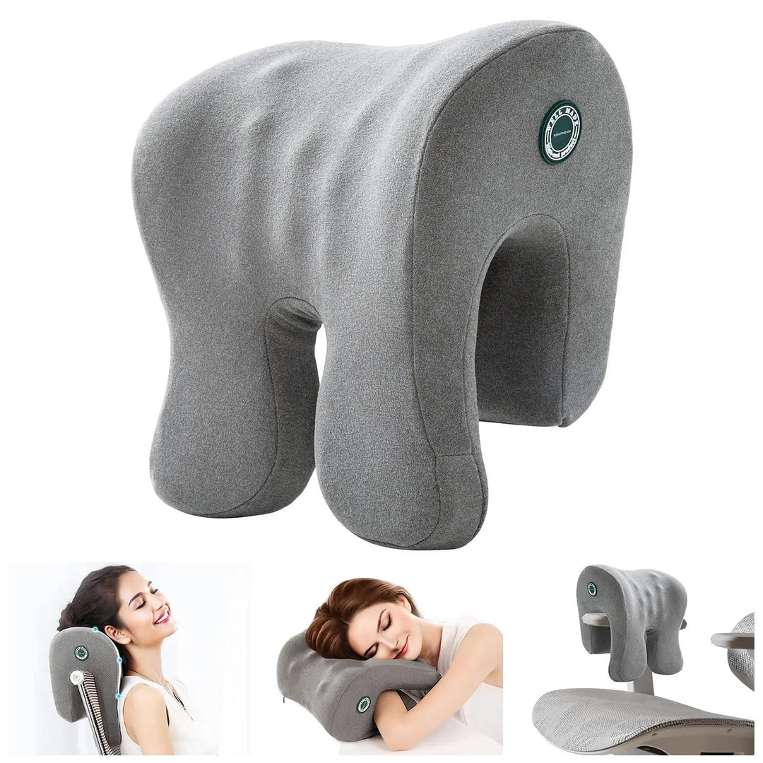 Ergonomic Memory Foam Chair Headrest Pillow with Adjustable Strap | Headrest Pillow for Office and Gaming Chairs | Neck Pillows
