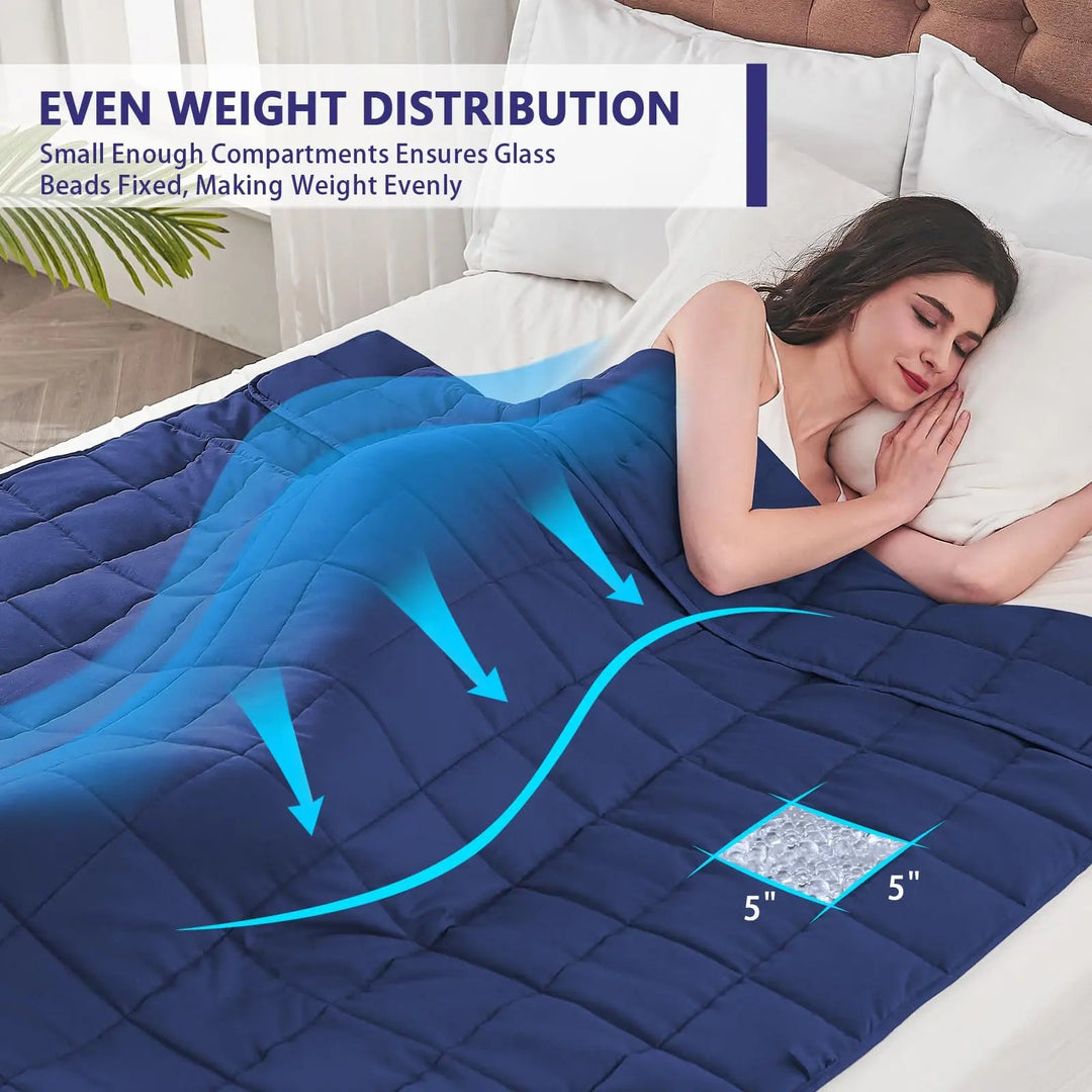 Weighted Cooling Blanket with Glass Beads and Microfiber Shell, Machine Washable | Even Weight, Cool Comfort | Weighted Blankets