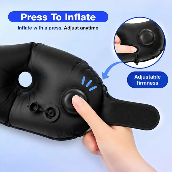 Inflatable U-Shaped Travel Pillow with Adjustable Support | Adjustable Inflatable Travel Pillow | Travel Pillows