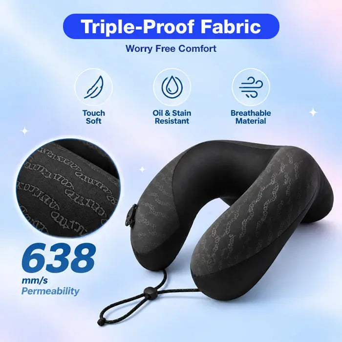 Inflatable U-Shaped Travel Neck Pillow with Pocket Case and Press Valve | Packs Down to Pocket Size | Travel Pillows