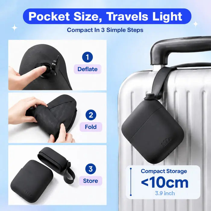 Pocket Size Inflatable U-Shaped Travel Pillow with Press Valve | Pocket Inflatable Neck Pillow | Travel Pillows
