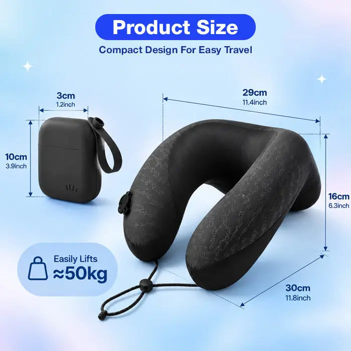 Pocket Size Inflatable U-Shaped Travel Pillow with Press Valve | Pocket Inflatable Neck Pillow | Travel Pillows