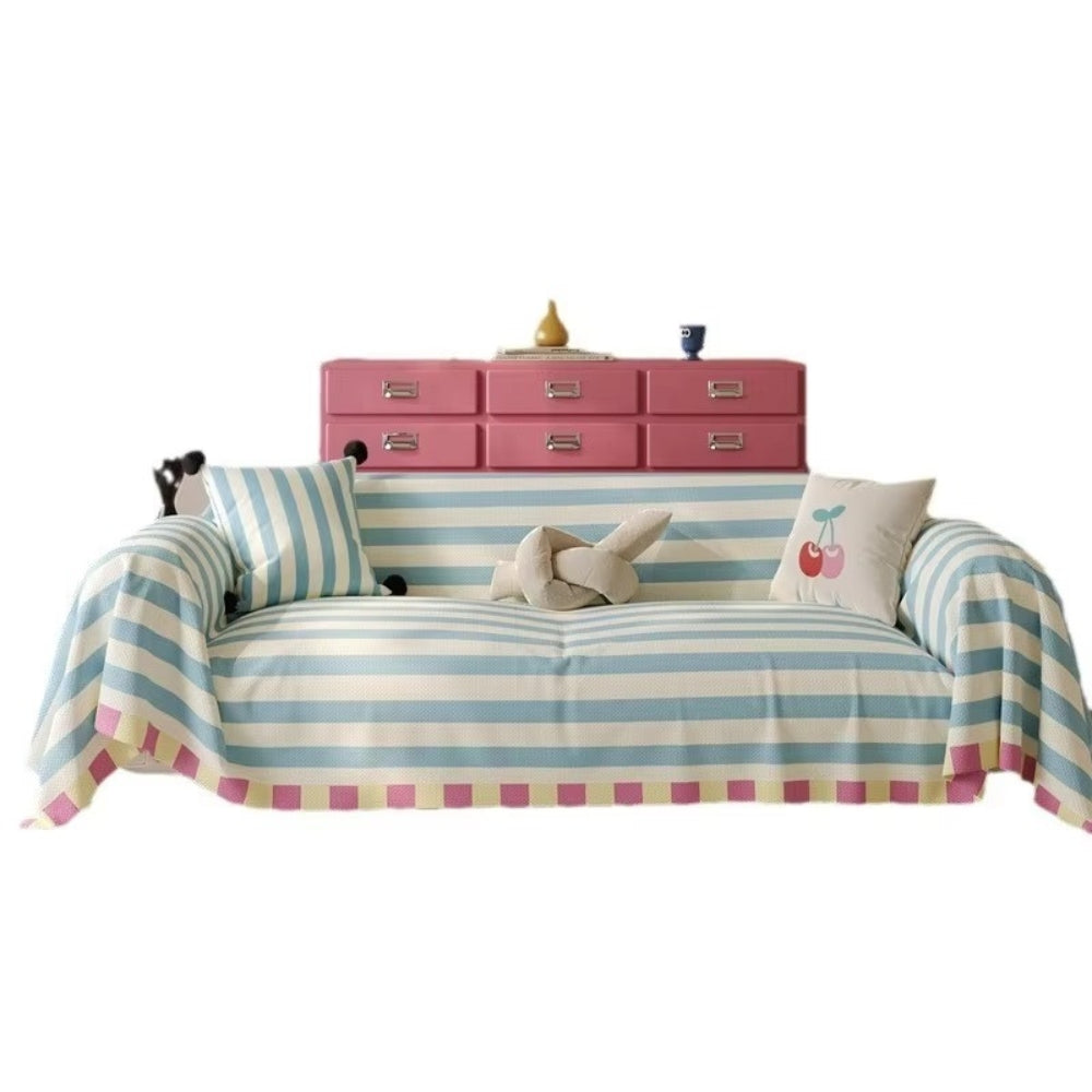 Pastel Striped Dustproof Sofa Cover for Couch in Soft Microfiber | Pastel Stripes, Full Dust Cover | Sofa Covers