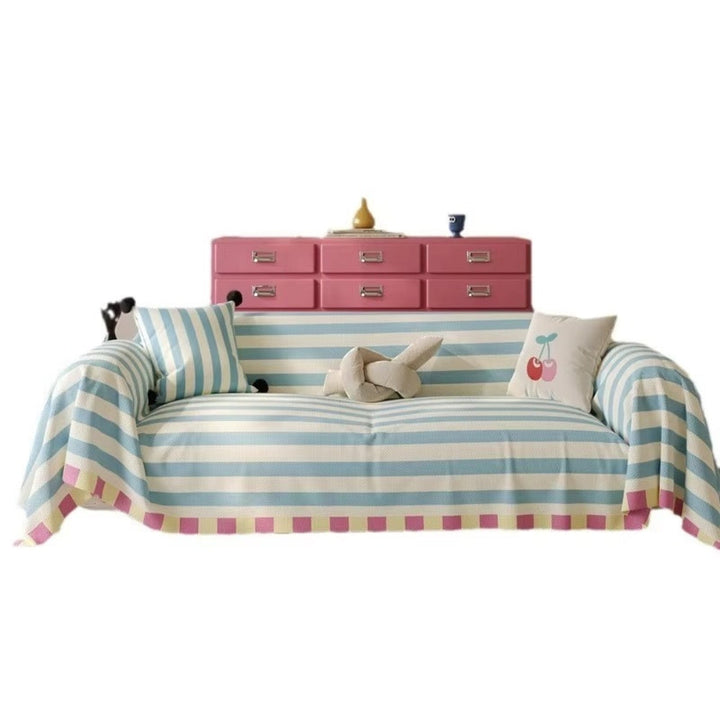 Pastel Striped Dustproof Sofa Cover for Couch in Soft Microfiber | Pastel Stripes, Full Dust Cover | Sofa Covers