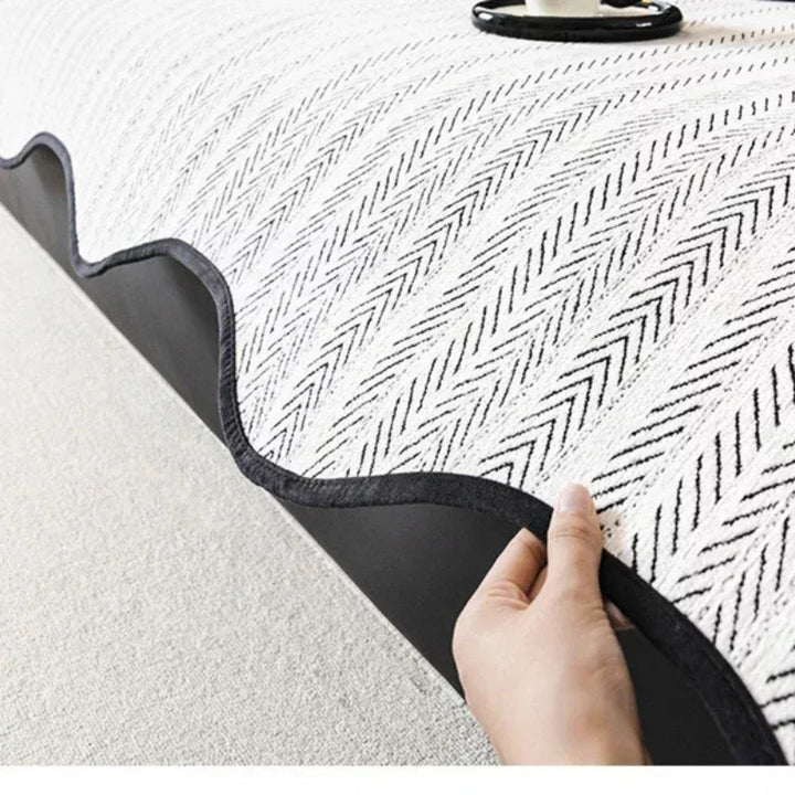 Scallop Edge Herringbone Non-Slip Sofa Cover in Soft Fabric | A Scalloped Edge That Stays in Place | Sofa Covers