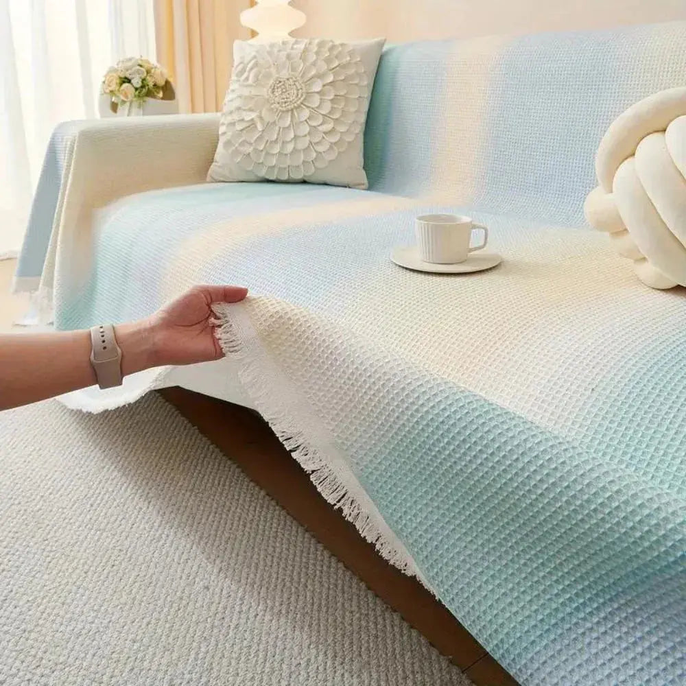 Rainbow Waffle Texture Elastic Sofa Cover in Three Sizes | Stretchy Rainbow Waffle Cover | Sofa Covers