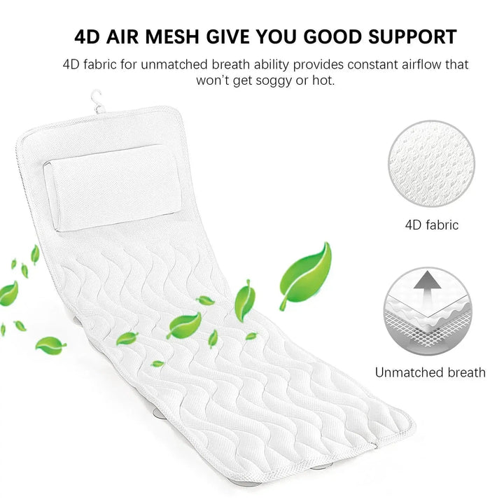 Full Body Bath Pillow with Non-Slip Underside | Soak in Comfort | Bath Pillows