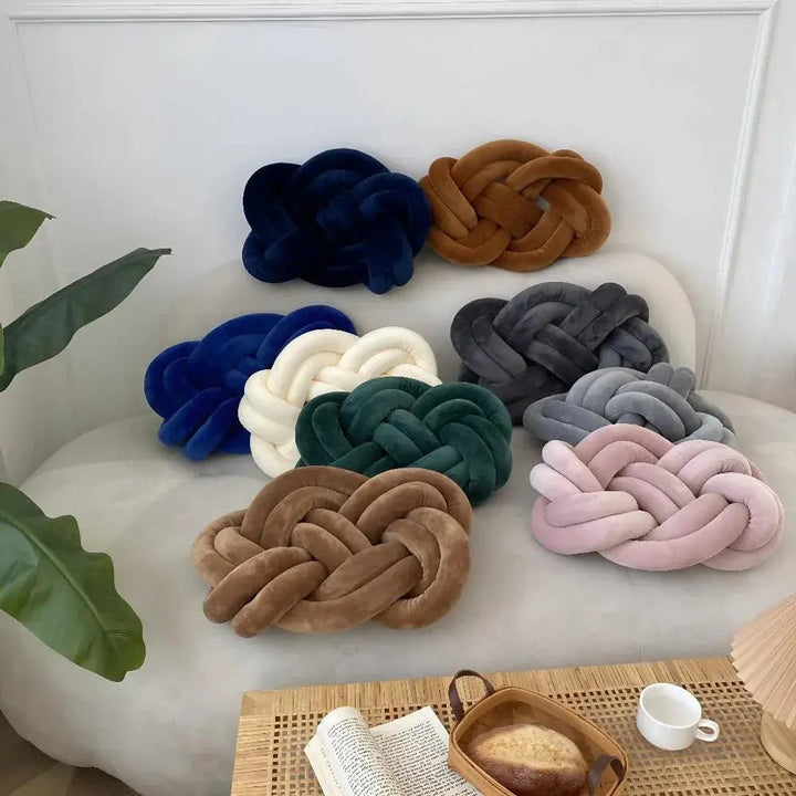 Plush Velvet Knotted Throw Pillow with Sculptural Hand-Tied Design | A Sculptural Pillow With a Knot | Throw Pillows