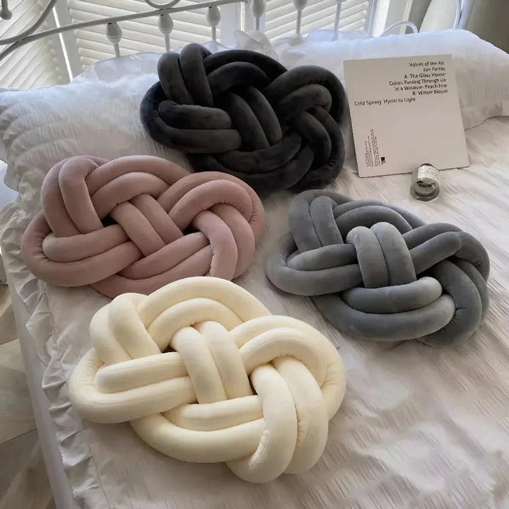 Plush Velvet Knotted Throw Pillow with Sculptural Hand-Tied Design | A Sculptural Pillow With a Knot | Throw Pillows